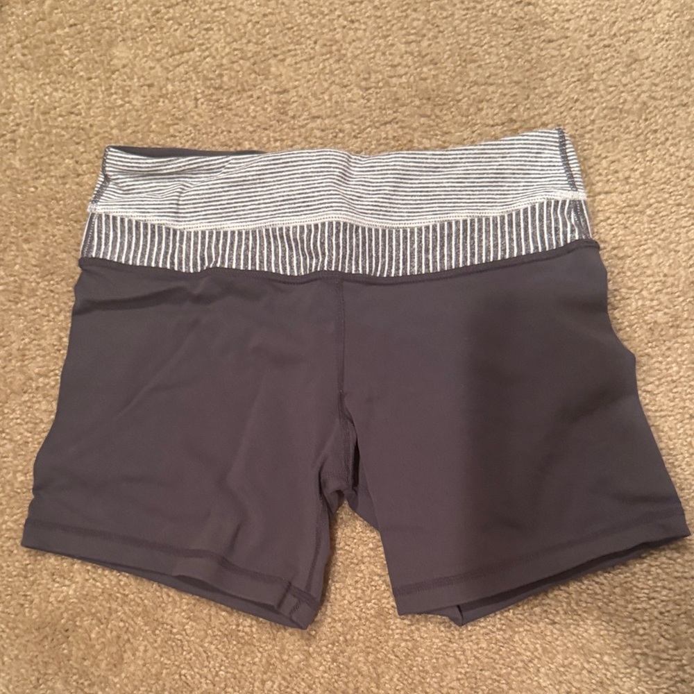 Lululemon Gray Women's Athletic Shorts with Striped Waistband
